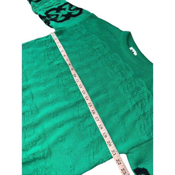 Vintage 80’s 100% Cotton Kelly Green Retro Pullover Sweater Size M - Picture 7 of 9